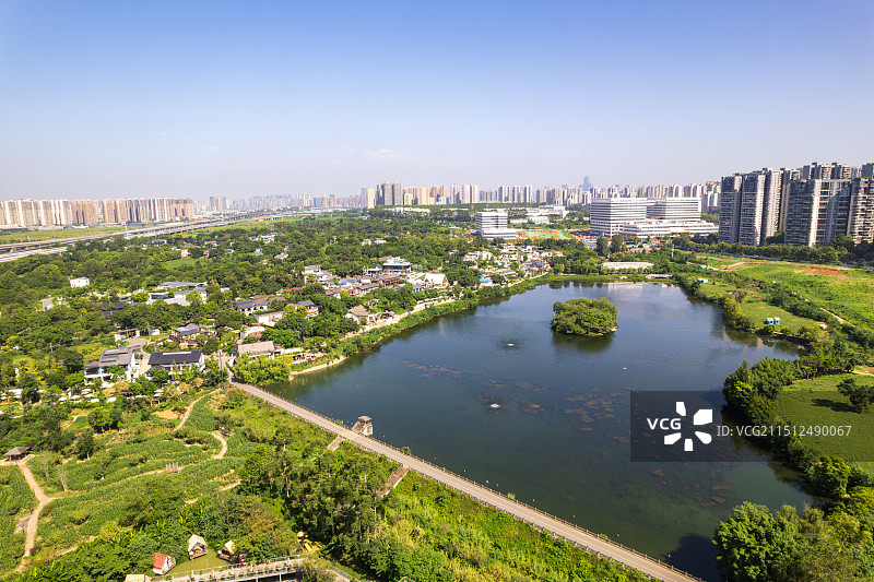 成都三圣花乡三圣乡幸福梅林新农村乡村振兴白昼航拍图片素材