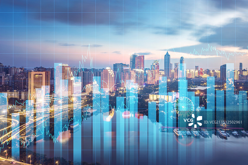 海南海口市科技背景 金融经济股票K线图图片素材