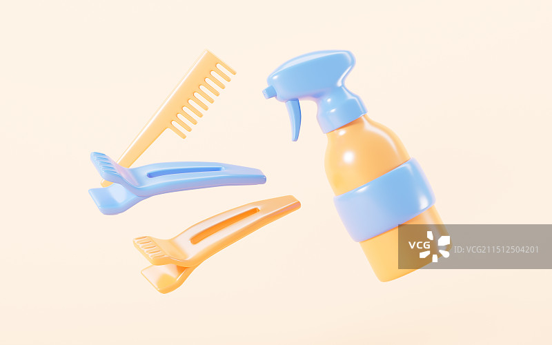 卡通发夹美容美发主题3D渲染图片素材