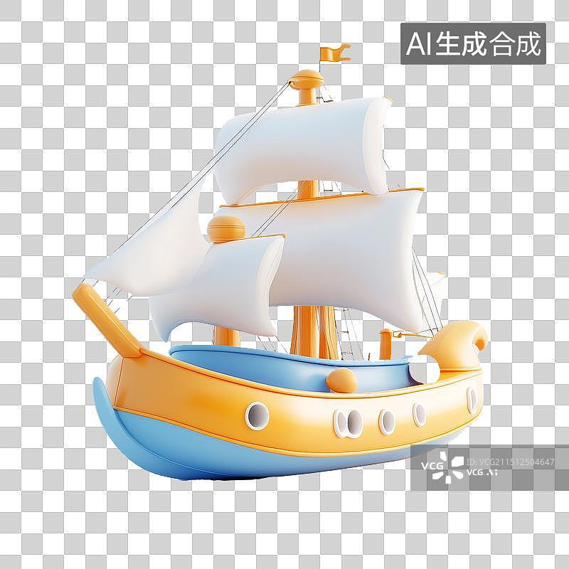 【AI数字艺术】粘土风格的帆船元素图片素材