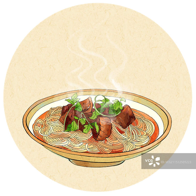 手绘面条插画图片素材