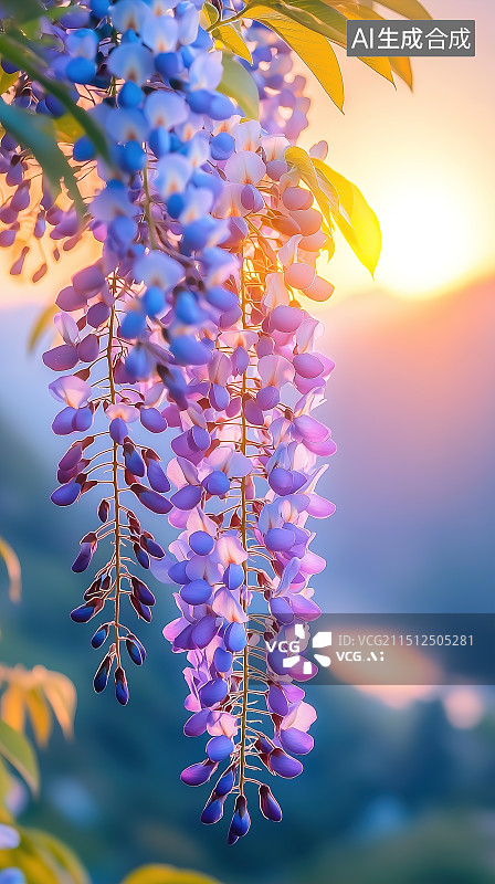 【AI数字艺术】紫藤萝花、紫色的花朵图片素材