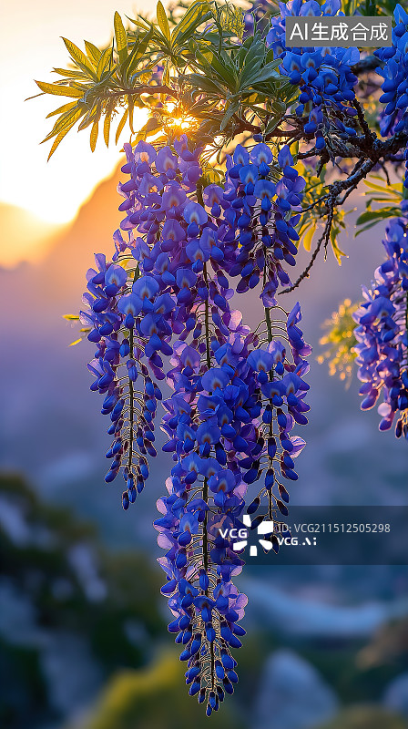 【AI数字艺术】紫藤萝花、紫色的花朵图片素材