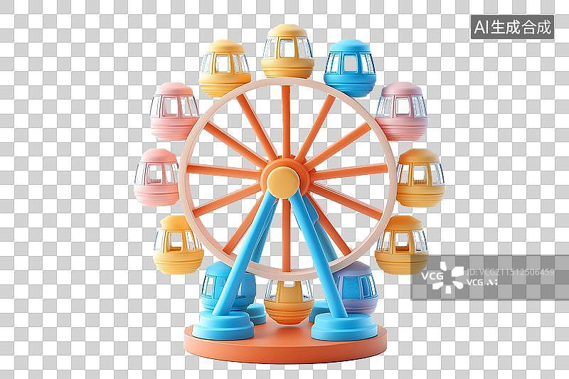 【AI数字艺术】粘土风格的彩色摩天轮元素图片素材