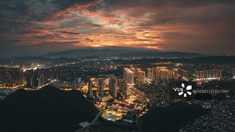 韶关芙蓉新城晚霞图片素材