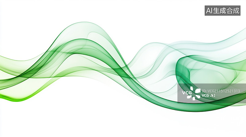 【AI数字艺术】飘动的绿色丝带图片素材