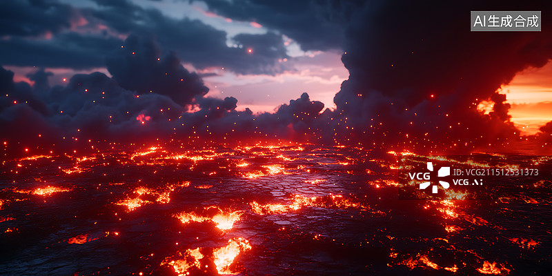 【AI数字艺术】火山岩浆爆发背景图图片素材