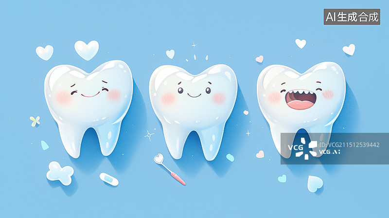 【AI数字艺术】卡通牙齿主题插画图片素材