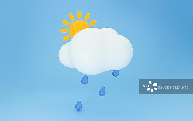 3D立体元素蓝色背景下的云图片素材