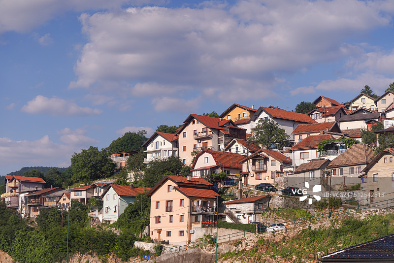 波斯尼亚和黑塞哥维那 萨拉热窝 俯瞰天空的城市景观图片素材