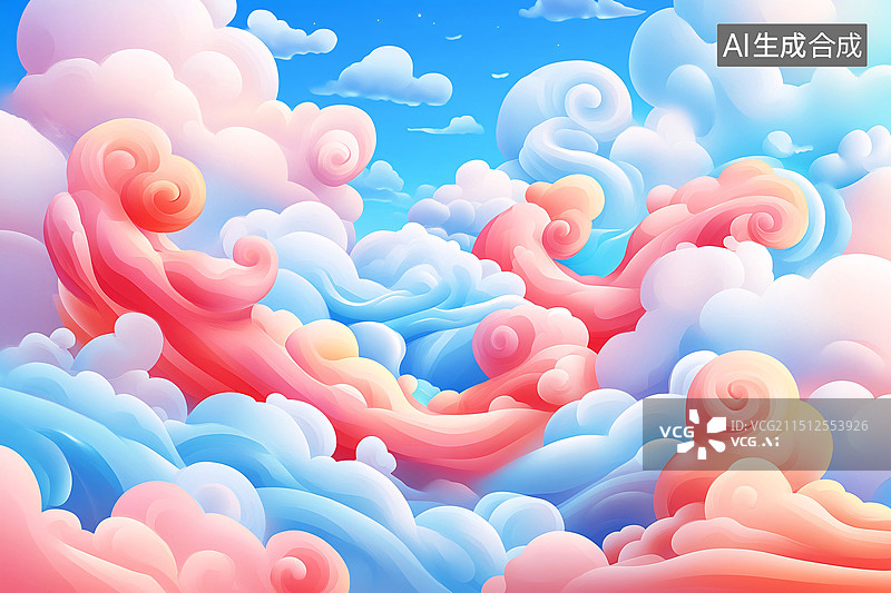 【AI数字艺术】唯美古风国潮喜庆新年节庆祥云七夕插画背景图片素材