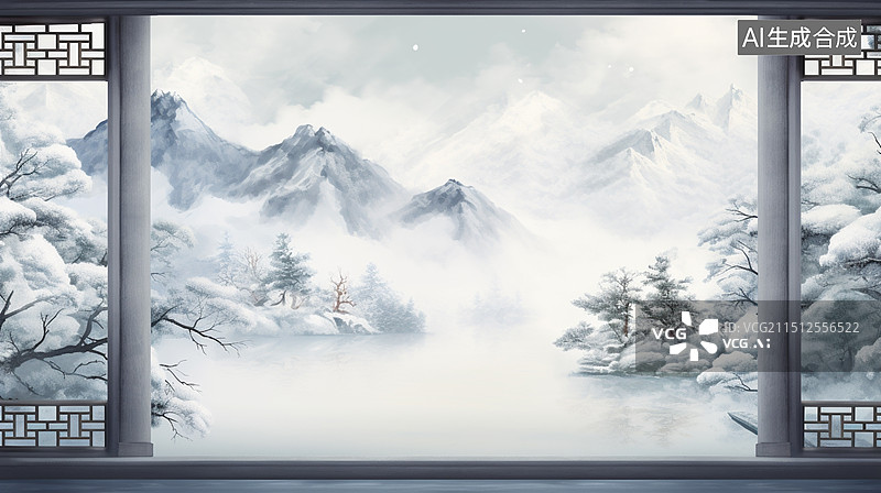 【AI数字艺术】冬天的雪景图片素材
