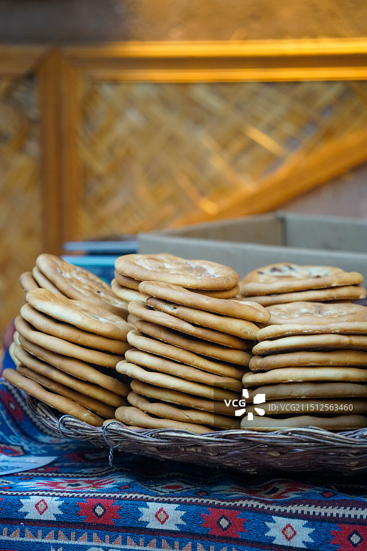 新疆南疆喀什古城新疆馕肉馕售卖特写图片素材