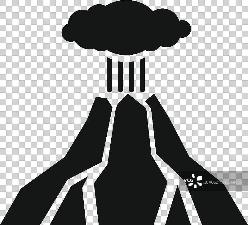 火山爆发，伴有火山灰云和熔岩流动图片素材