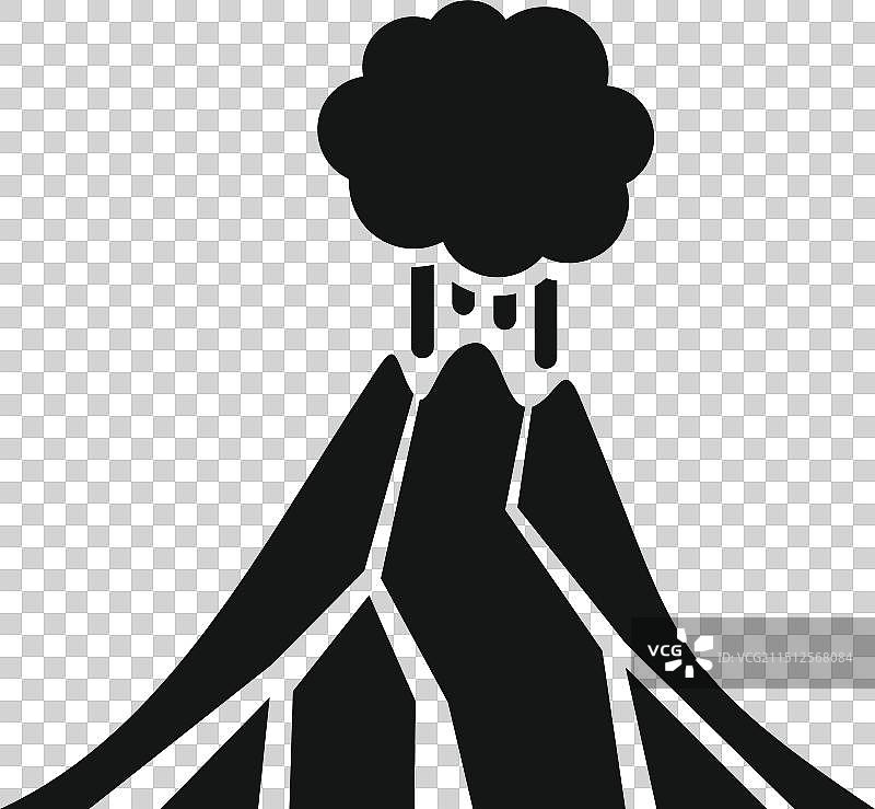 火山喷发与火山灰云简易图标图片素材