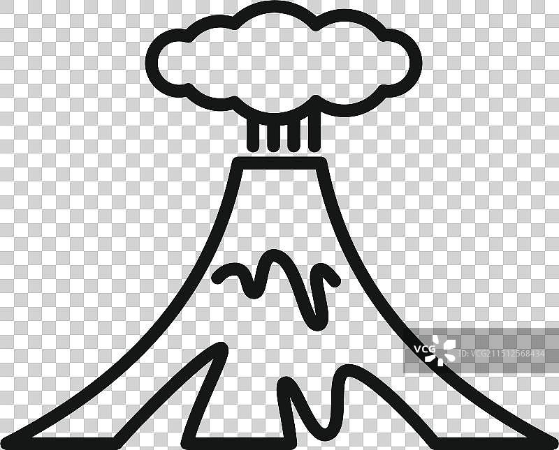 火山喷发与极简线条的火山灰云图片素材