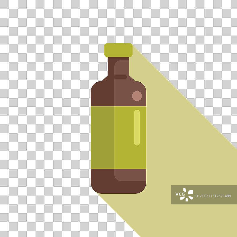 带有绿色标签的棕色瓶子站在光线下图片素材