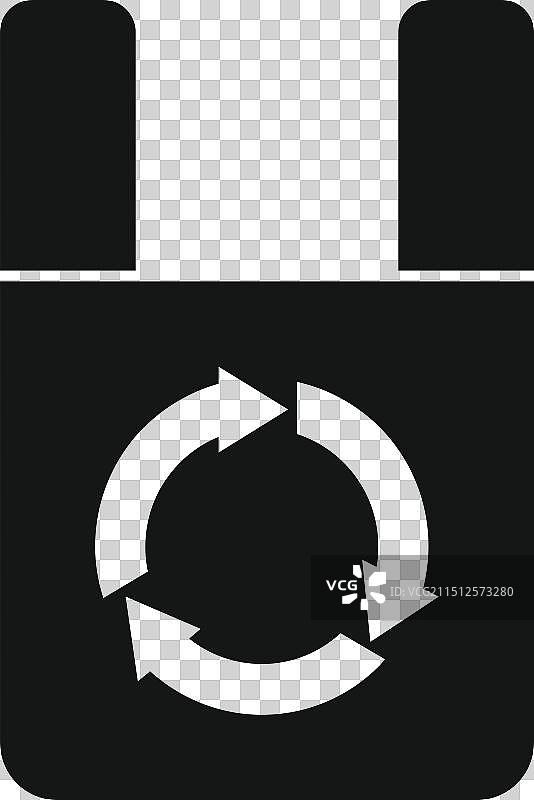 带有回收标志的黑色环保袋图片素材