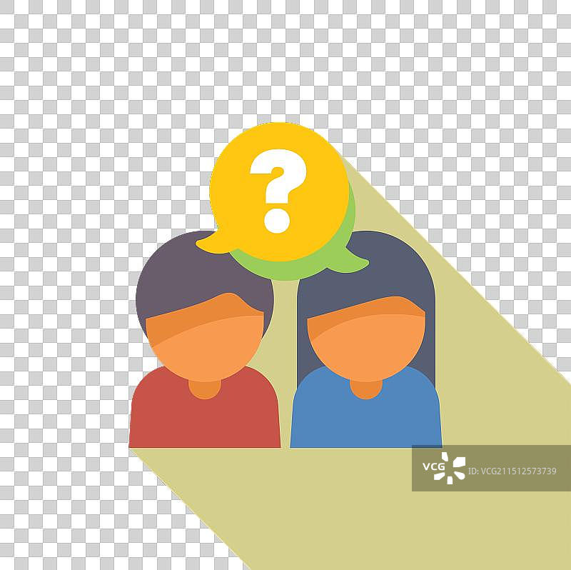 一起思考并带有问号的两个人图片素材