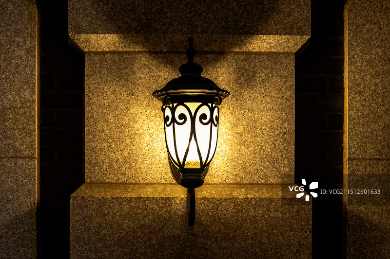 海昌东方水城路边壁灯的特写图片素材