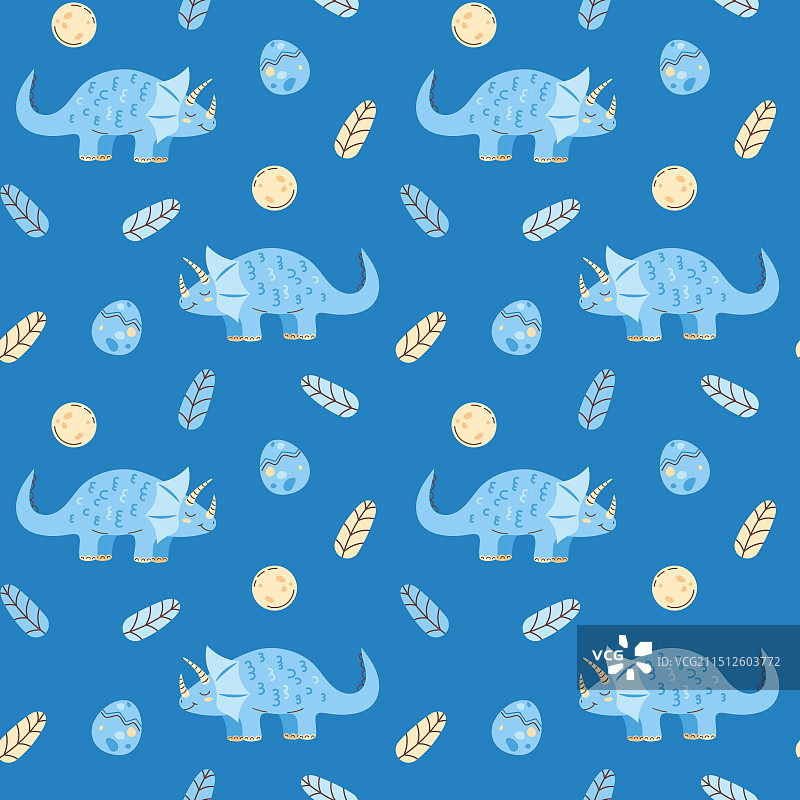 可爱恐龙卡哇伊风格无缝图案图片素材