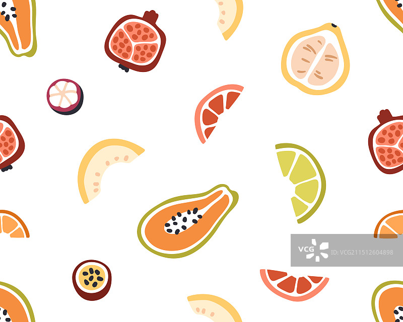 夏季热带水果图案无缝印花图片素材