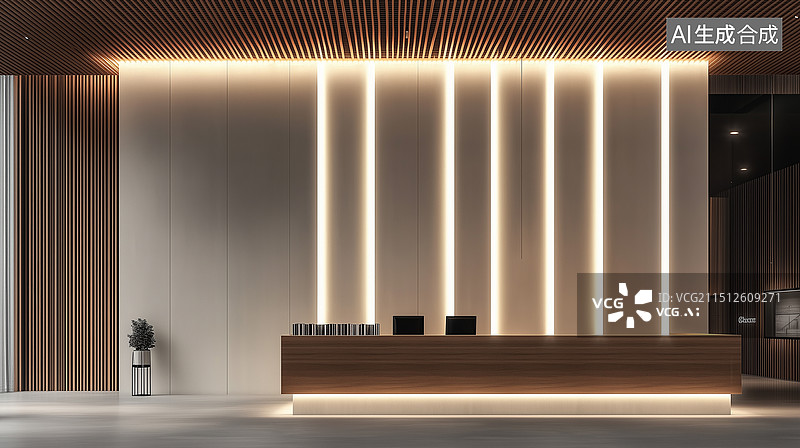 【AI数字艺术】酒店大厅白色背景墙图片素材