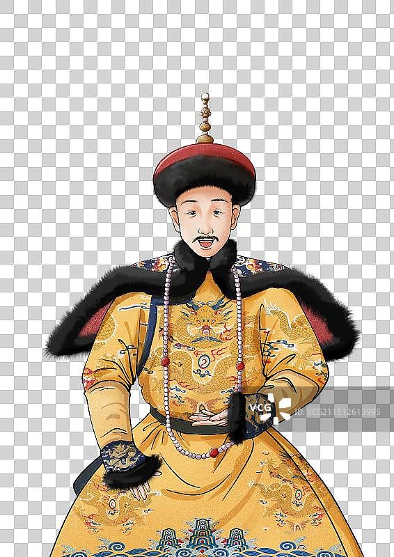 古风手绘乾隆皇帝插画图片素材