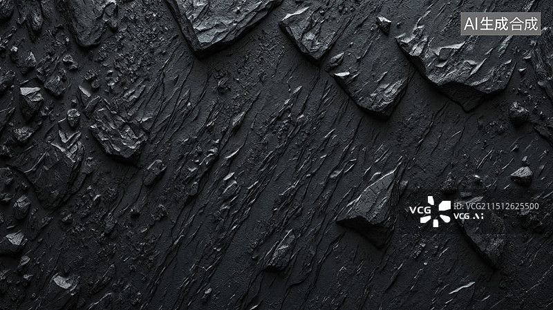 【AI数字艺术】黑色岩石纹理图片素材