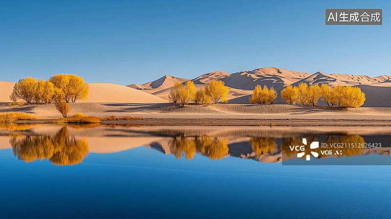 【AI数字艺术】秋季的胡杨林自然风景图片素材
