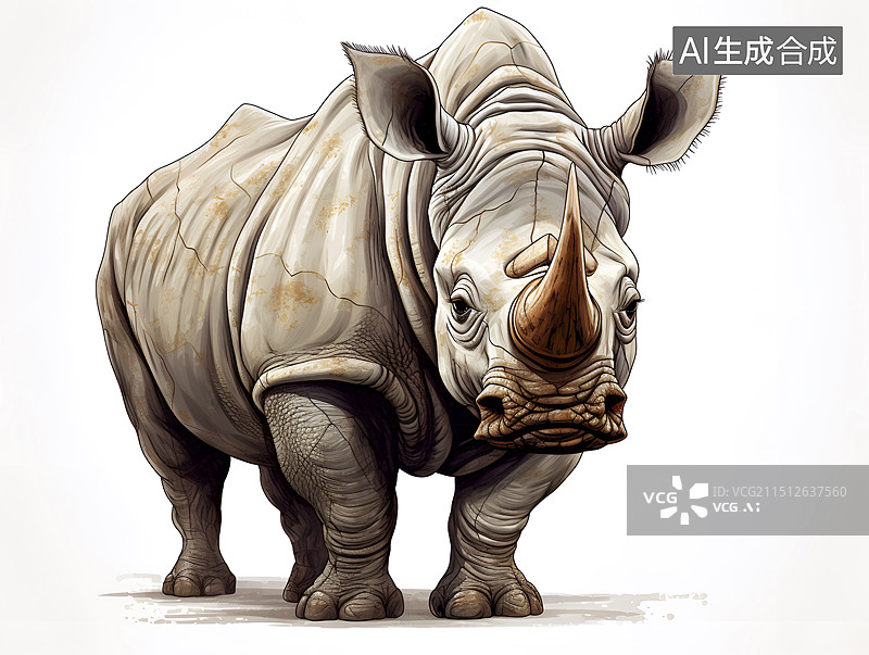 【AI数字艺术】独角犀牛图片素材