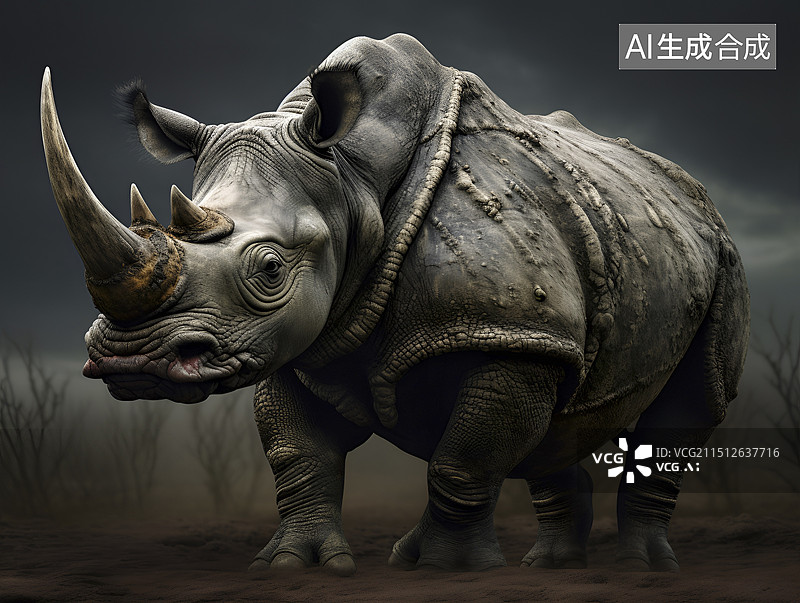 【AI数字艺术】独角犀牛图片素材