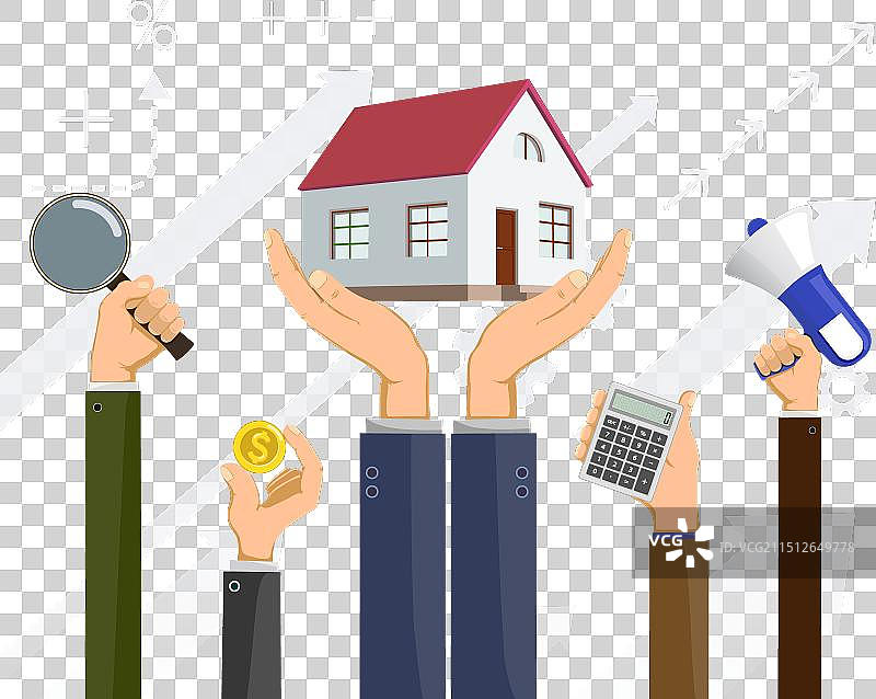 房产中介手持房屋模型图片素材