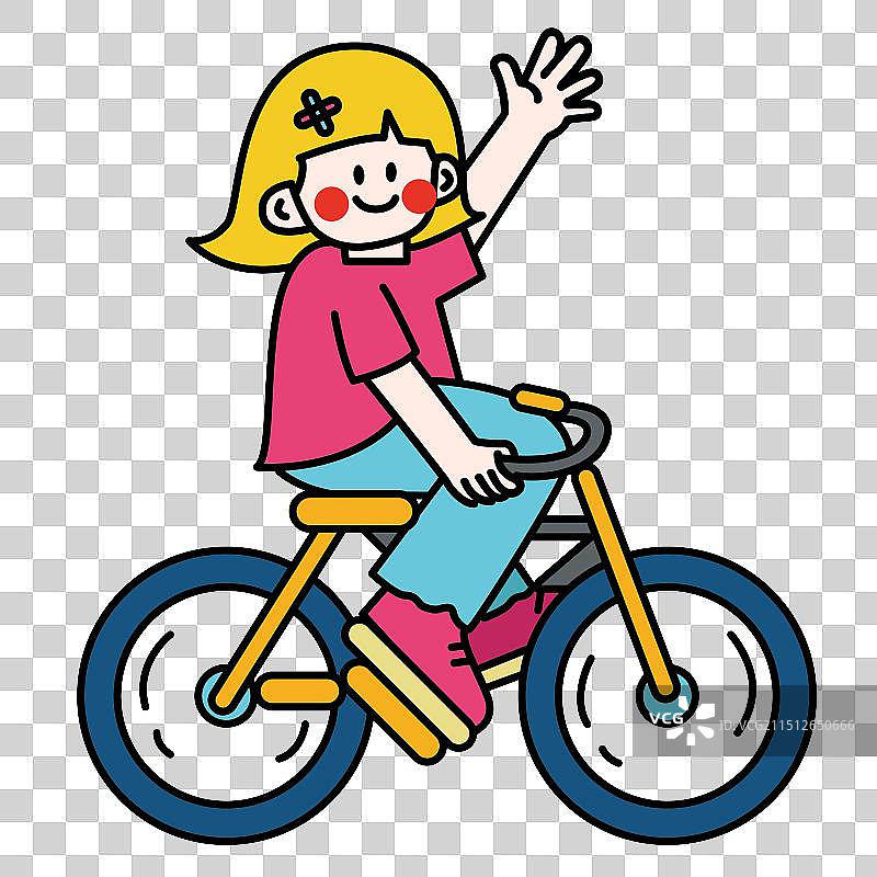 矢量卡通骑自行车女孩图片素材