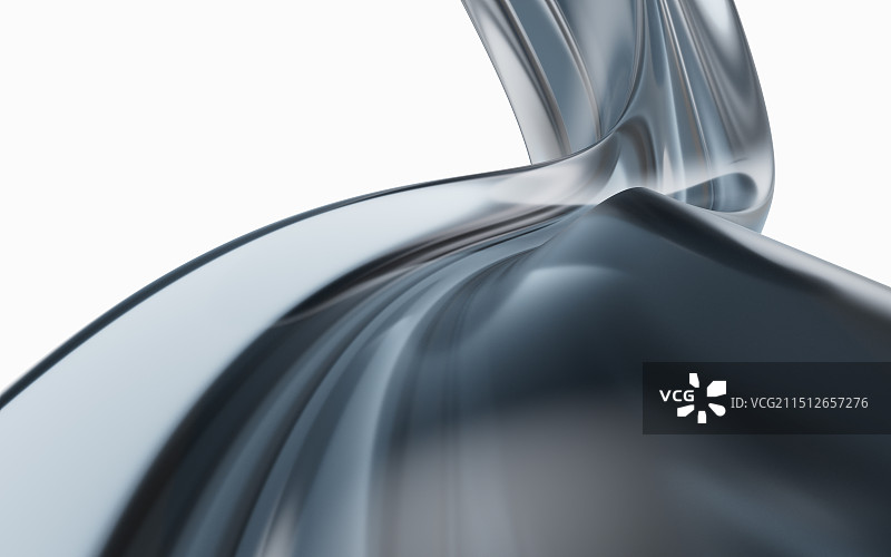 流动的蓝色玻璃曲面背景3D渲染图片素材