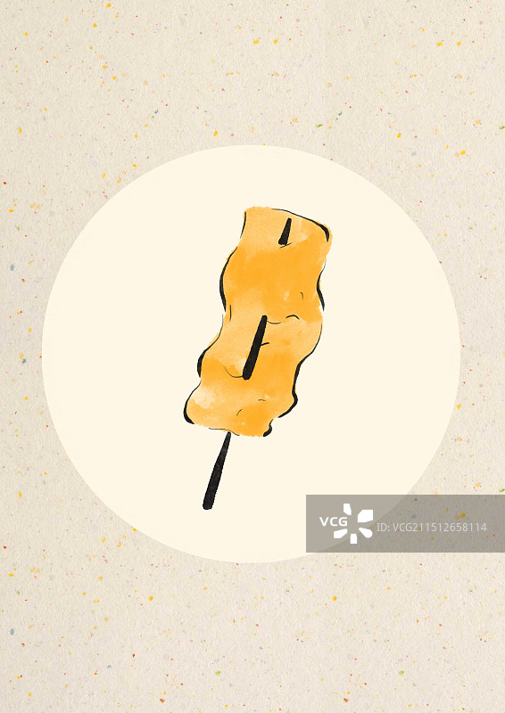 国潮风吉林美食插画-鱼饼图片素材