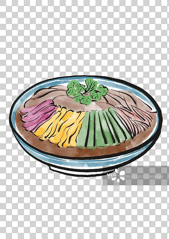 国潮风吉林美食插画元素-东北大拉皮图片素材