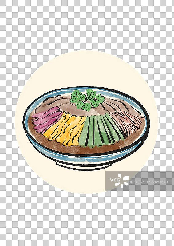 国潮风吉林美食插画元素-东北大拉皮图片素材