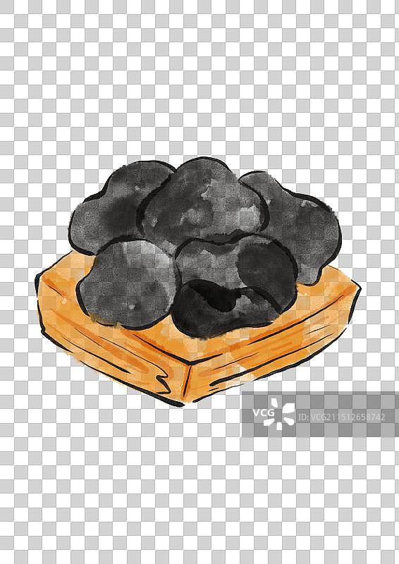 国潮风吉林美食插画元素-黑木耳图片素材