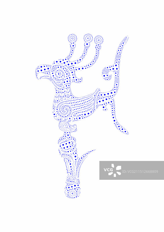 三星堆青铜神树枝头花蕾及铜鸟波点风格图片素材