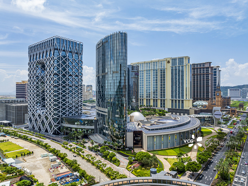 澳门路氹金光大道城市风光航拍图片素材
