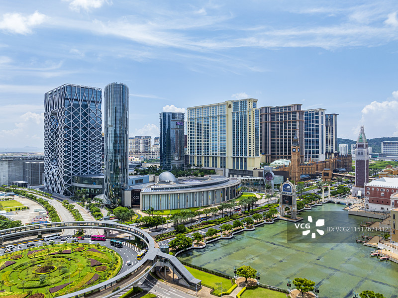 澳门路氹金光大道城市风光航拍图片素材