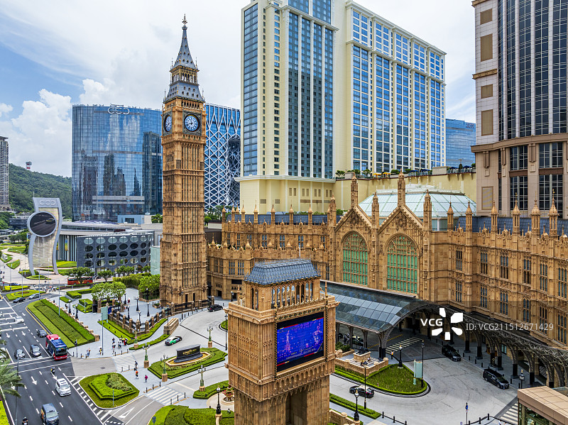 澳门路氹金光大道城市风光航拍图片素材