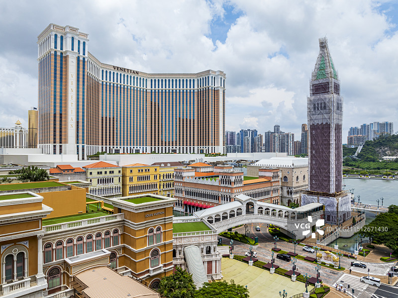 澳门路氹金光大道城市风光航拍图片素材