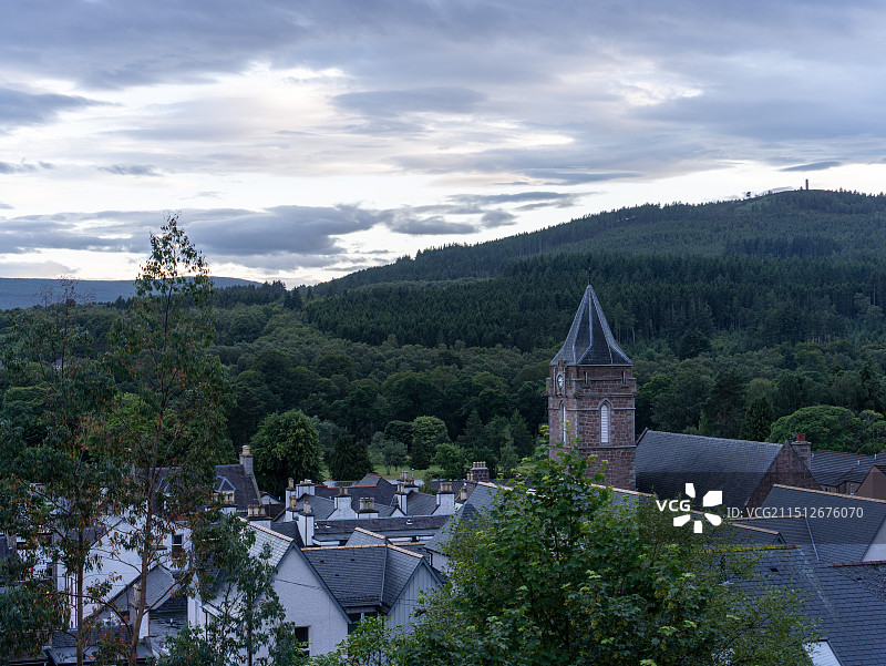 苏格兰高地小镇落日图片素材