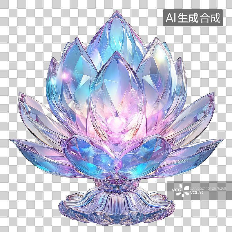【AI数字艺术】晶莹剔透的水晶莲花灯图片素材