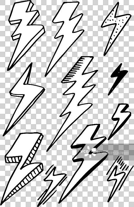 手绘涂鸦闪电素材合集图片素材