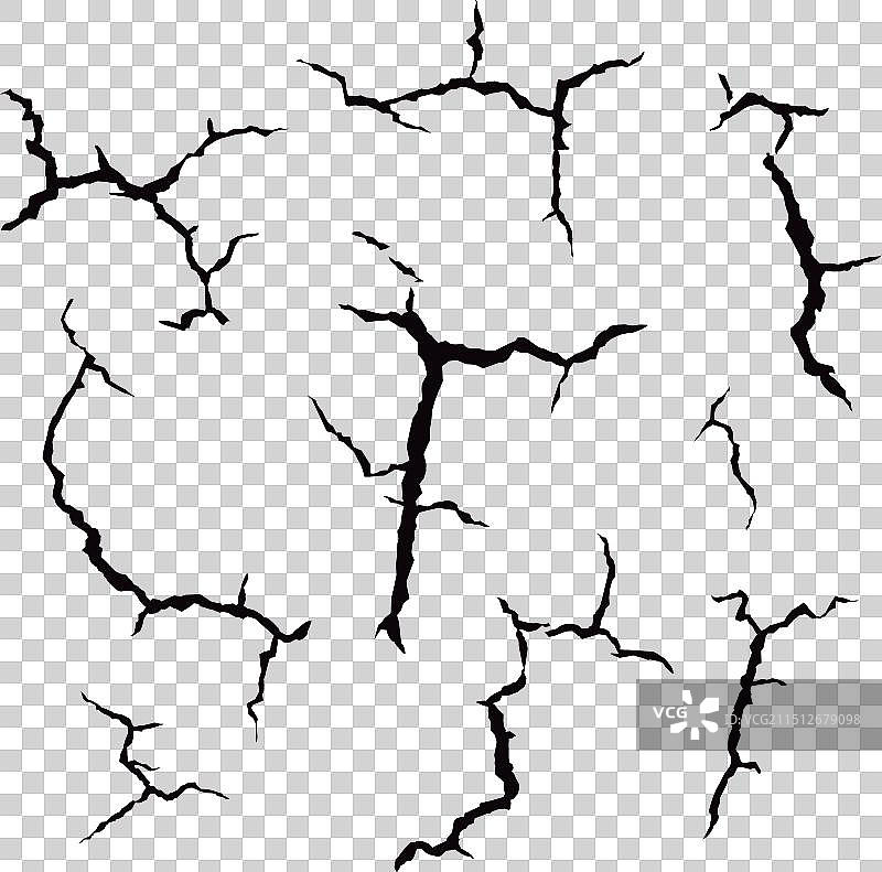 白色背景上分离的裂纹纹理图片素材