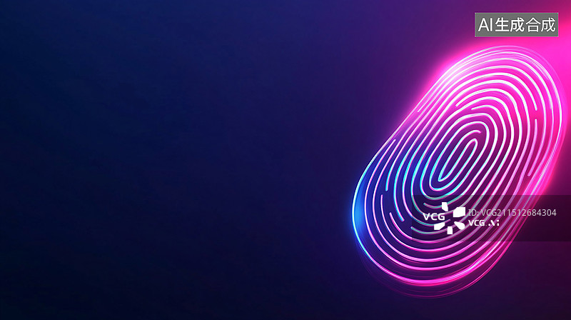 【AI数字艺术】高科技指纹触摸屏手机指纹密码虚拟科技背景图片素材