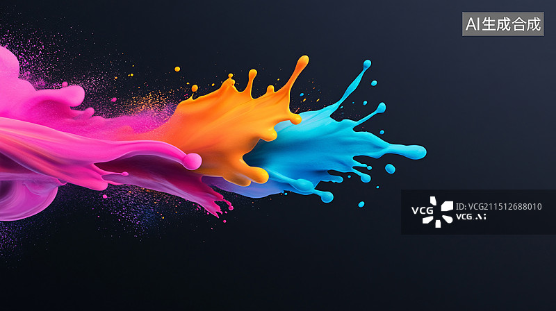 【AI数字艺术】抽象彩色粉尘爆炸粉末飞溅纹理颗粒设计背景图片素材